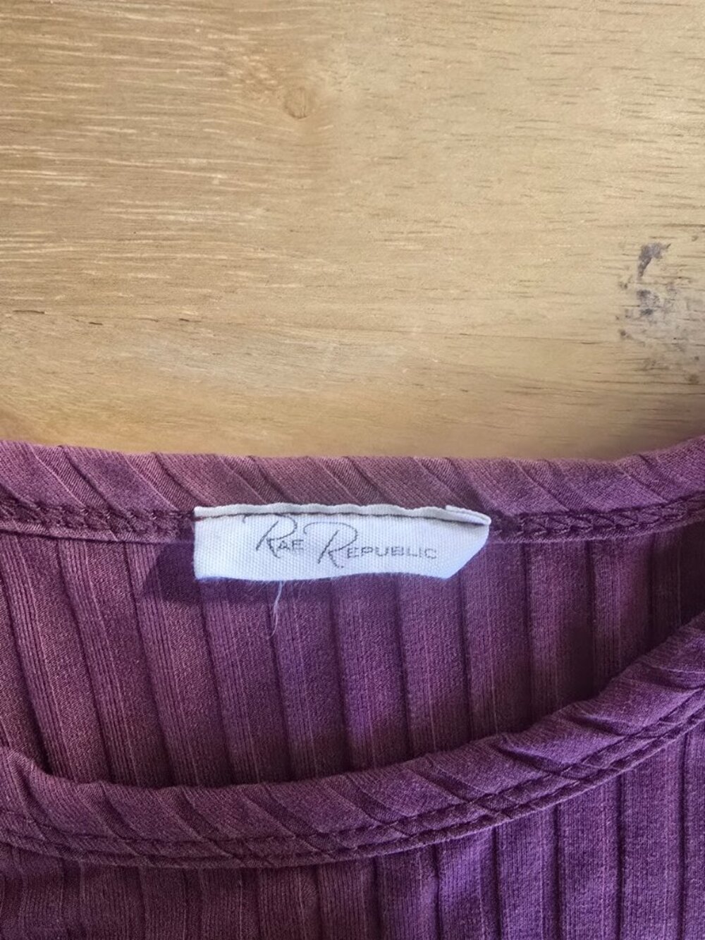 Rae Republic Ribbed Knit Short Sleeve Top Mauve Size M - Picture 6 of 10